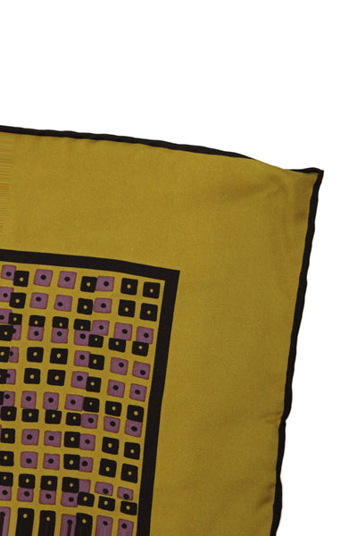 Tom Ford Unisex Adults Silk Geometric Print Scarf Yellow Size 16x16 in