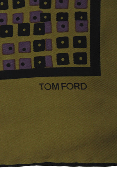 Tom Ford Unisex Adults Silk Geometric Print Scarf Yellow Size 16x16 in