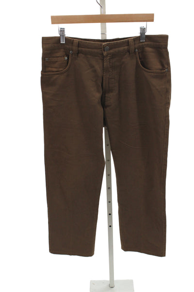Ermenegildo Zegna Mens Chino Pants Brown Button 100% Cotton Size 36