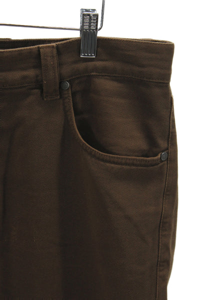 Ermenegildo Zegna Mens Chino Pants Brown Button 100% Cotton Size 36