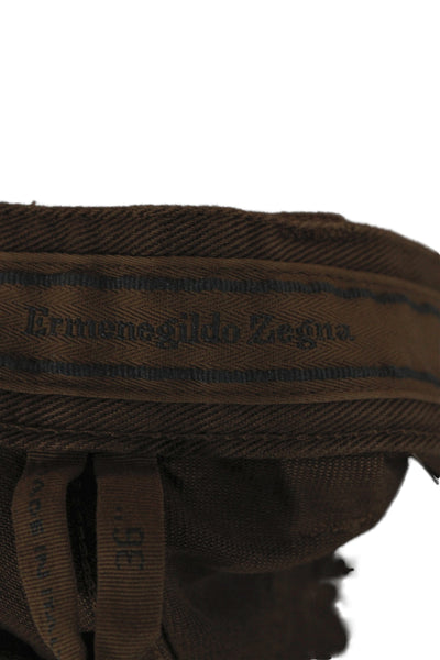 Ermenegildo Zegna Mens Chino Pants Brown Button 100% Cotton Size 36