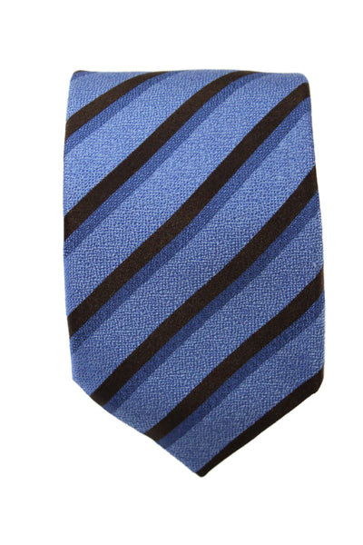 Ermenegildo Zegna 100 Percent Silk Striped Tie Blue 58in