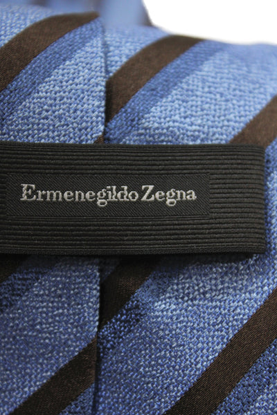 Ermenegildo Zegna 100 Percent Silk Striped Tie Blue 58in