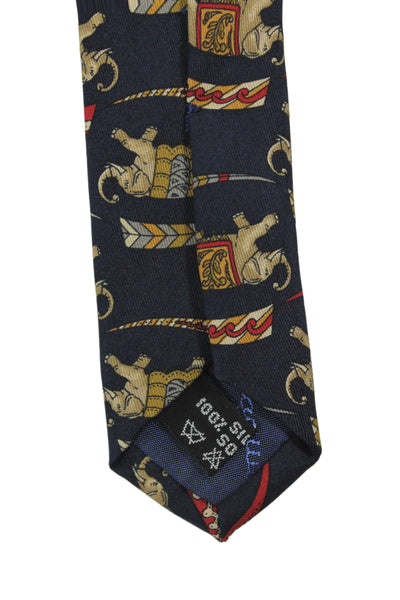 Salvatore Ferragamo Mens 100 Percent Silk Novelty Dark Blue Tie 58in