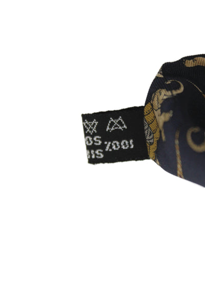 Salvatore Ferragamo Mens 100 Percent Silk Novelty Dark Blue Tie 58in