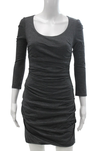 Dolce & Gabbana Womens Bodycon Dress Gray 100% Virgin Wool Scoop Neck Size 40