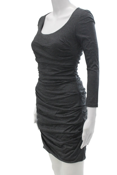 Dolce & Gabbana Womens Bodycon Dress Gray 100% Virgin Wool Scoop Neck Size 40