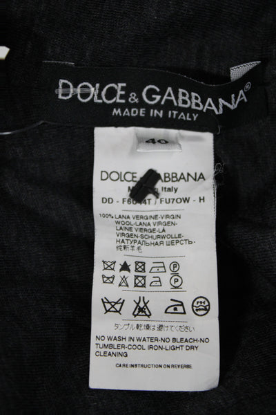 Dolce & Gabbana Womens Bodycon Dress Gray 100% Virgin Wool Scoop Neck Size 40
