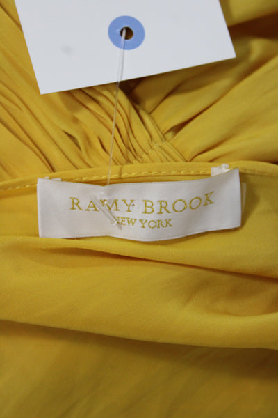 Ramy Brook Womens Blouson Dress Yellow V Neck Long Sleeve Bohemian Size S