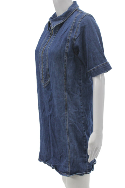 Ramy Brook Womens Shirt Dress Blue Collared Short Sleeve 98% Cotton Size 26