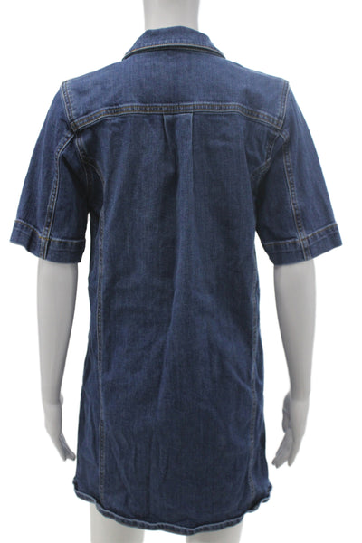 Ramy Brook Womens Shirt Dress Blue Collared Short Sleeve 98% Cotton Size 26