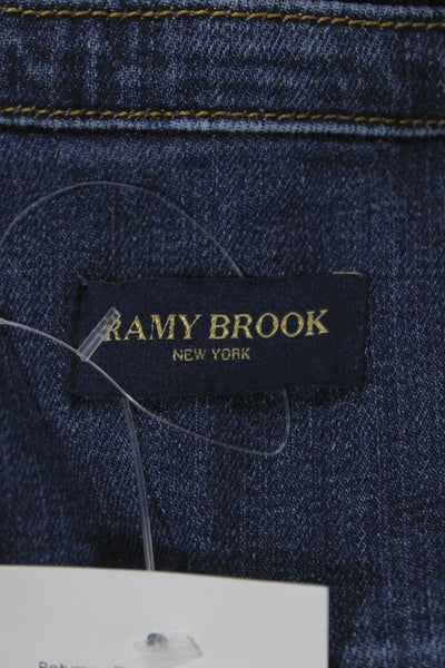 Ramy Brook Womens Shirt Dress Blue Collared Short Sleeve 98% Cotton Size 26