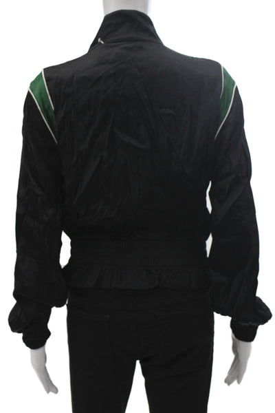 Frame Womens Bomber Jacket Black Viscose Zip Athleisure Size S