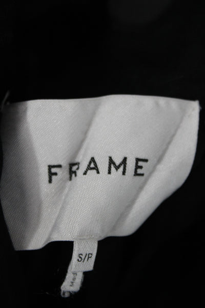 Frame Womens Bomber Jacket Black Viscose Zip Athleisure Size S