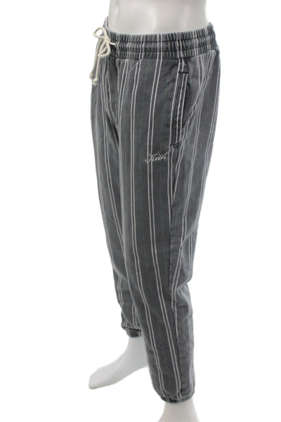Kith Mens Gray Striped Cotton Joggers Size 32