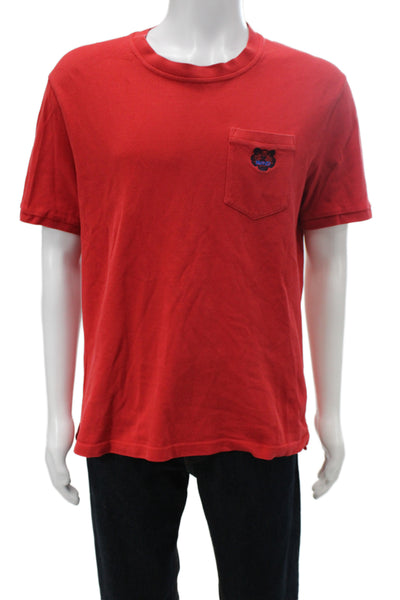 Kenzo Mens Basic Tiger Crew Neck Short Sleeve T-Shirt Red 100% Cotton Size M