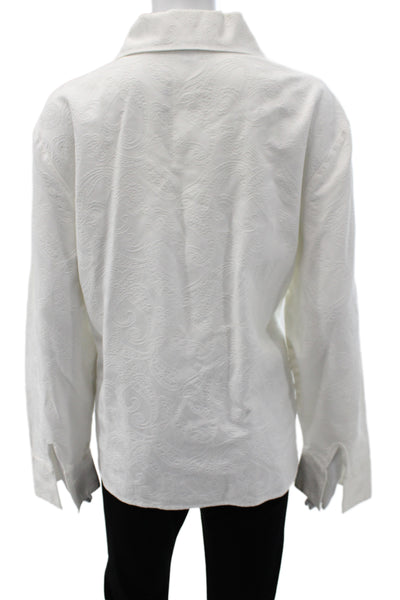 Ellen Tracy Womens Paisley Cotton Collared Button-Up Long Sleeve Top Size 18