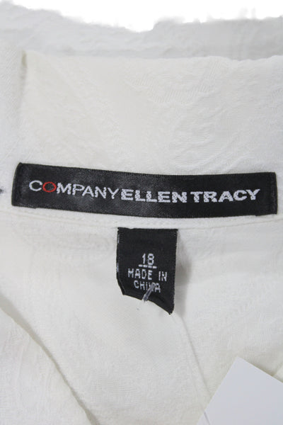 Ellen Tracy Womens Paisley Cotton Collared Button-Up Long Sleeve Top Size 18