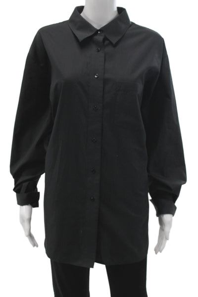 Foxcroft Unisex Adults Collared Black Cotton Shirt Long Sleeve Size 18W