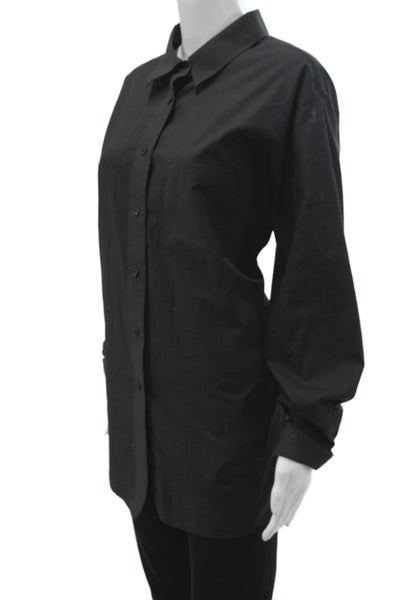 Foxcroft Unisex Adults Collared Black Cotton Shirt Long Sleeve Size 18W