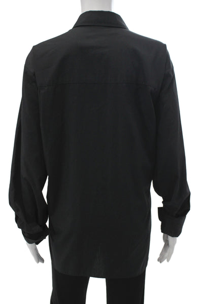 Foxcroft Unisex Adults Collared Black Cotton Shirt Long Sleeve Size 18W