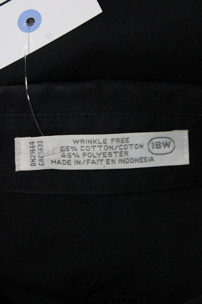 Foxcroft Unisex Adults Collared Black Cotton Shirt Long Sleeve Size 18W