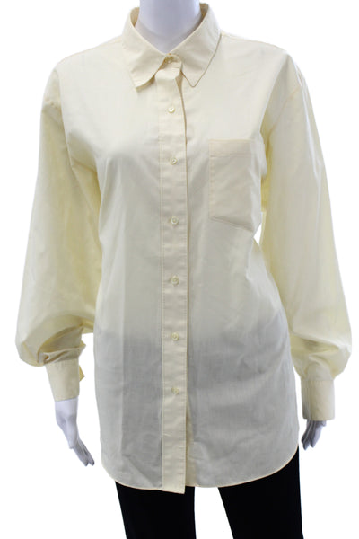 Foxcroft Womens Ivory Collared Long Sleeve Button Up Plus Blouse Size 18