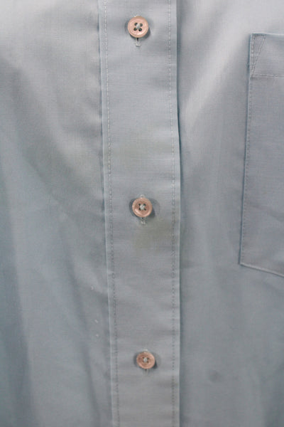 Foxcroft Womens Blue Solid Collared Long Sleeve Shirt 55% Cotton Size 16W