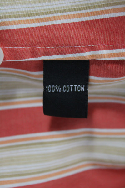 Ellen Tracy Women Striped Cotton Button-Up Top Long Sleeve Multi Size 16