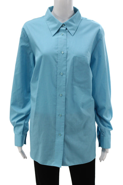 Orvis Unisex Adults Blue Collared Button-Up Shirt Long Sleeve Size 18W