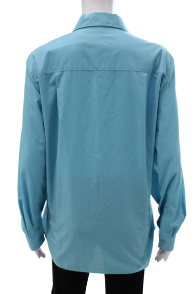 Orvis Unisex Adults Blue Collared Button-Up Shirt Long Sleeve Size 18W