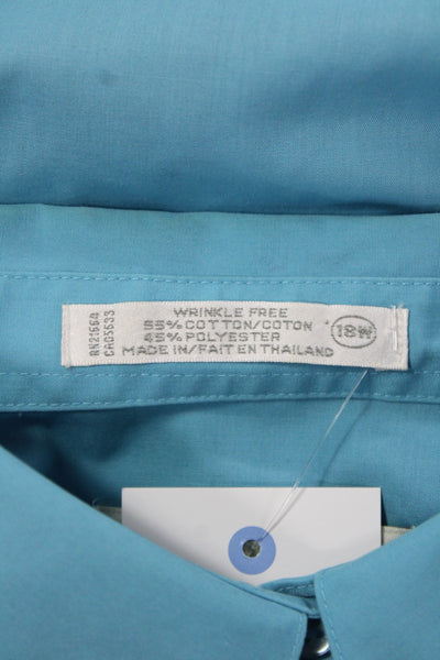 Orvis Unisex Adults Blue Collared Button-Up Shirt Long Sleeve Size 18W