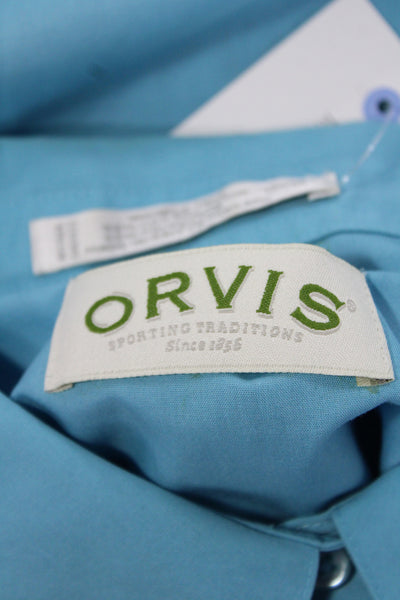 Orvis Unisex Adults Blue Collared Button-Up Shirt Long Sleeve Size 18W