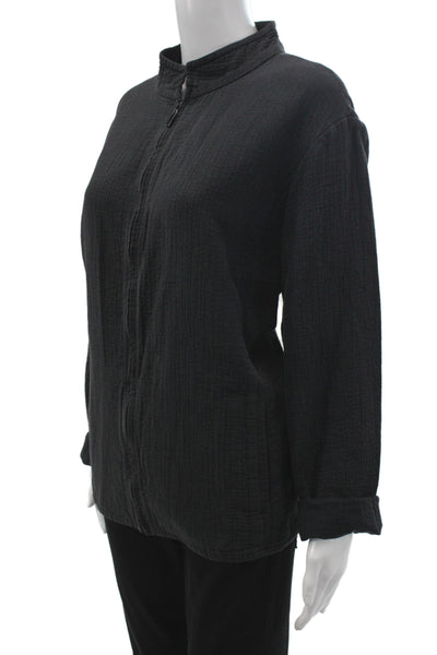 Eileen Fisher Womens Black Basic Jacket Long Sleeve Cotton Size 1X