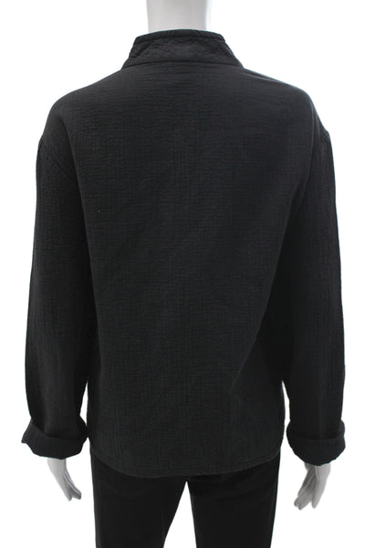 Eileen Fisher Womens Black Basic Jacket Long Sleeve Cotton Size 1X