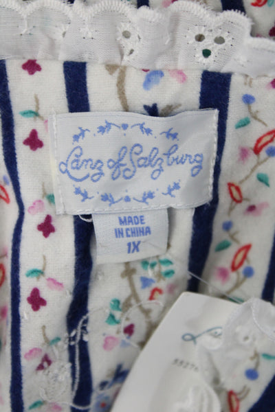 Liberty Of London Women Night Dress Blue Floral Cotton Long-Sleeve Midi Size 1X