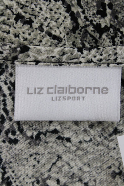 Liz Claiborne Womens Straight Pencil Animal Print Gray Polyester Skirt Size 16