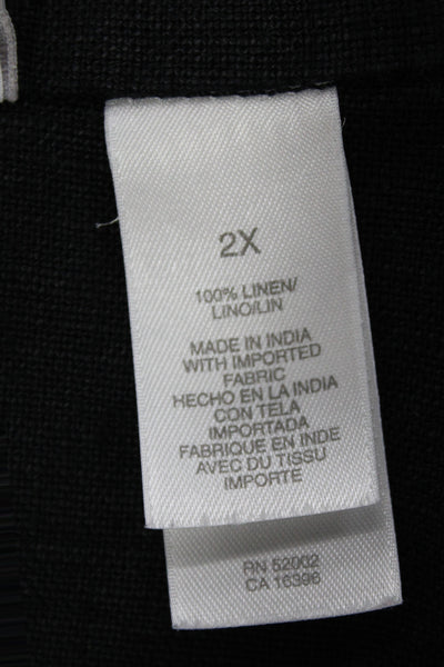Liz Claiborne Womens Black Linen Basic Jacket Long Sleeve Button Size 2X