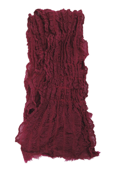 Eileen Fisher Womens Wool Blend Ruched Neck Scarf Fuschia Size OS