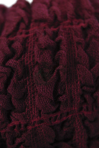 Eileen Fisher Womens Wool Blend Ruched Neck Scarf Fuschia Size OS