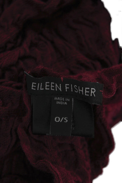 Eileen Fisher Womens Wool Blend Ruched Neck Scarf Fuschia Size OS