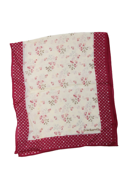 Cacharel Womens Silk Floral Rectangular Scarf Burgundy Size 50x11"