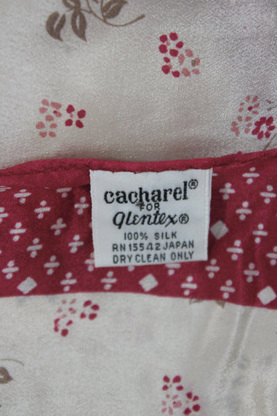 Cacharel Womens Silk Floral Rectangular Scarf Burgundy Size 50x11"
