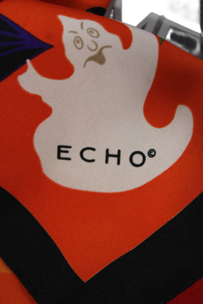 Echo Womens Scary Holiday Print Square Scarf Multicolor Size 38X38"