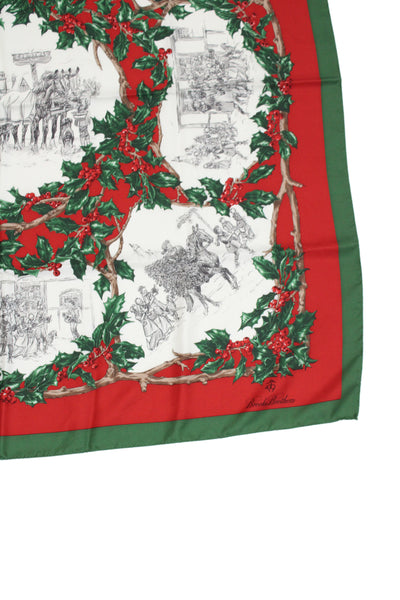 Brooks Brothers Womens Silk Holiday Scarf Green Size 34X34"