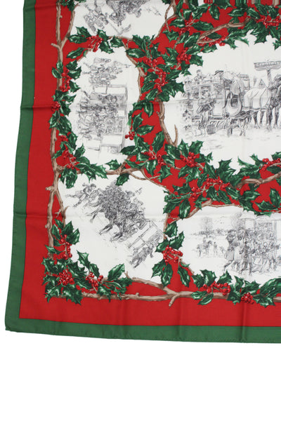 Brooks Brothers Womens Silk Holiday Scarf Green Size 34X34"