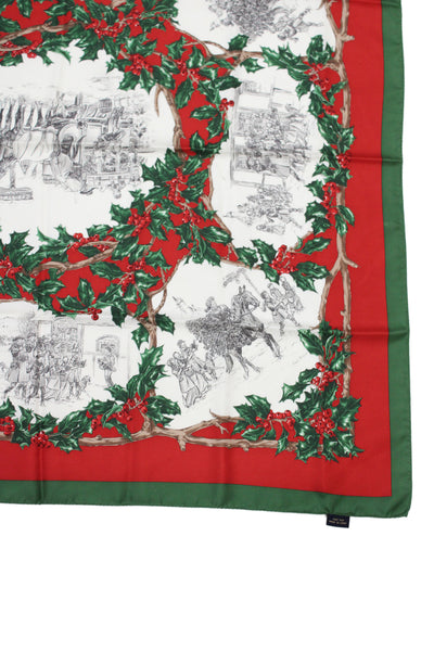 Brooks Brothers Womens Silk Holiday Scarf Green Size 34X34"