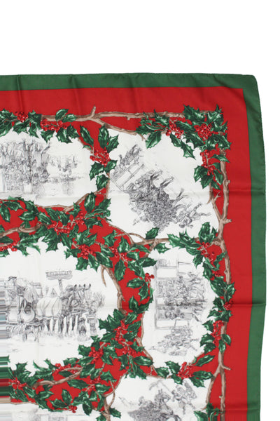 Brooks Brothers Womens Silk Holiday Scarf Green Size 34X34"