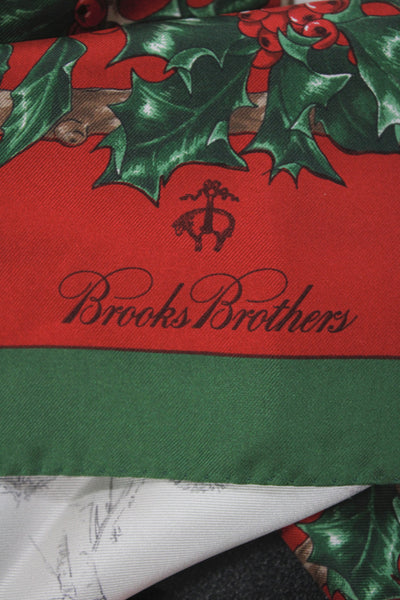 Brooks Brothers Womens Silk Holiday Scarf Green Size 34X34"
