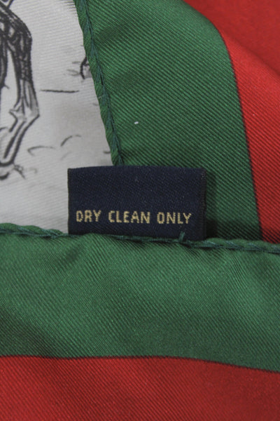 Brooks Brothers Womens Silk Holiday Scarf Green Size 34X34"